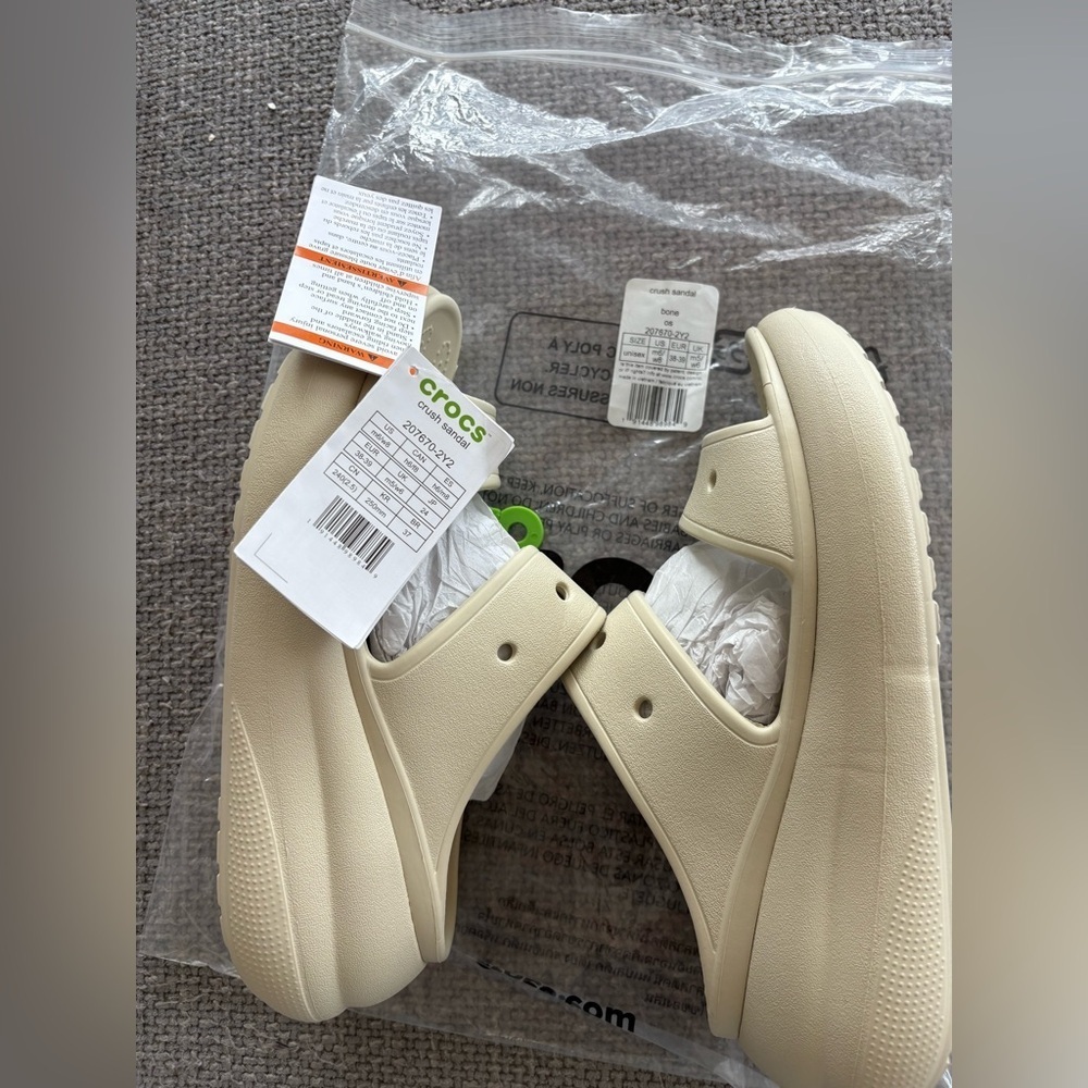Crocs Crush Platform Slide Sandals Size 8 Women’s Beige - Picture 11 of 12